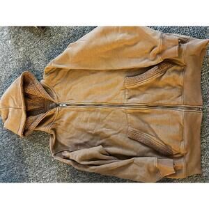 aerie Brown Sherpa Lined Zip-Up Hoodie Jacket Size Small